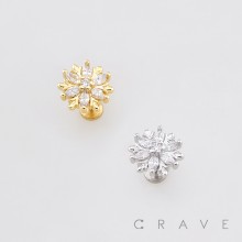 PUSH-FIT ICE FLOWER CZ 316L SURGICAL STEEL LABRET SET